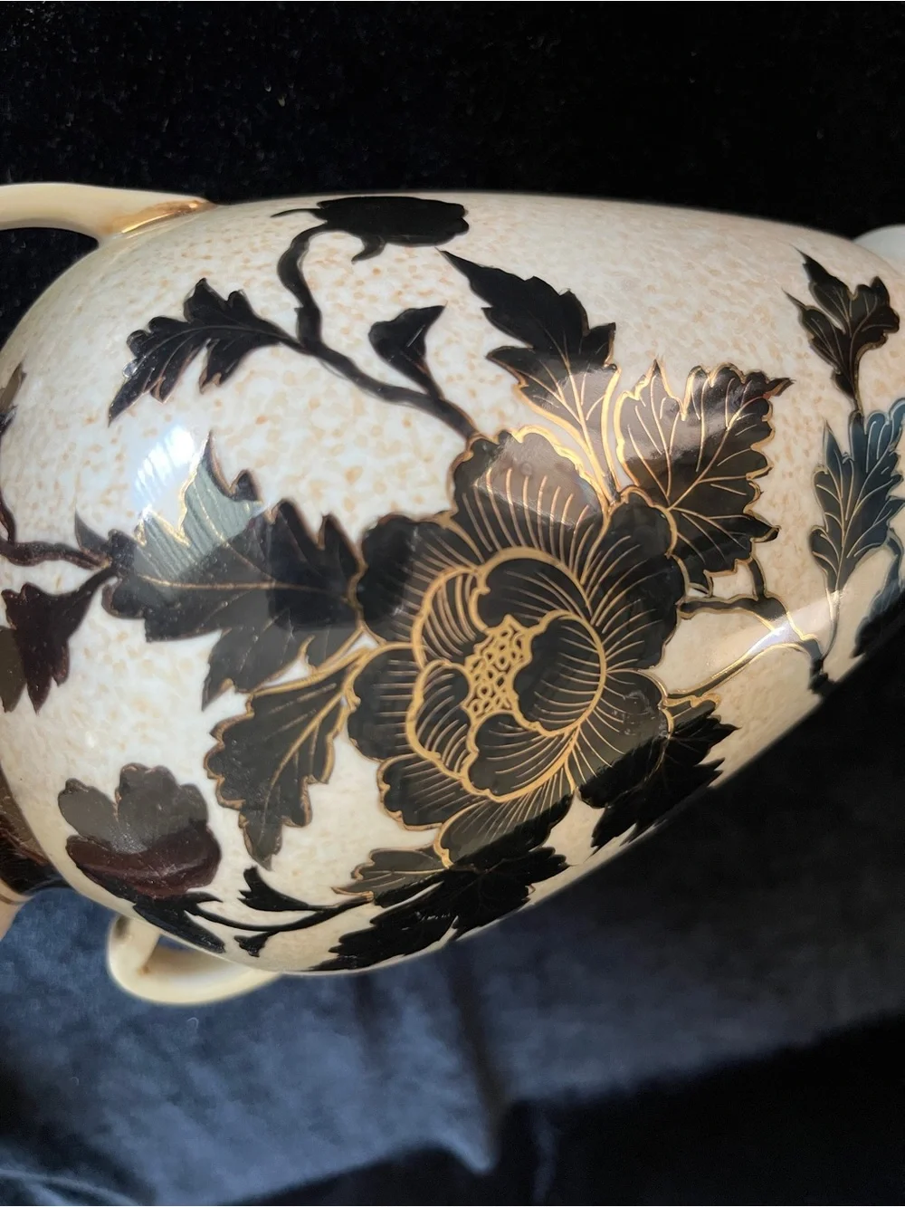 Antique NIPPON Amphora Vase Black Silhouette Gold Gild c 1890-1920